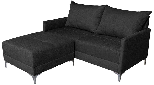 Sala Esquinera Modular El Bazar Store Montana Gris Oxford 170x155 cm, Tela Lino nacional Love seat y taburete