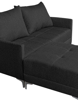 Sala Esquinera Modular El Bazar Store Montana Gris Oxford 170x155 cm, Tela Lino nacional Love seat y taburete