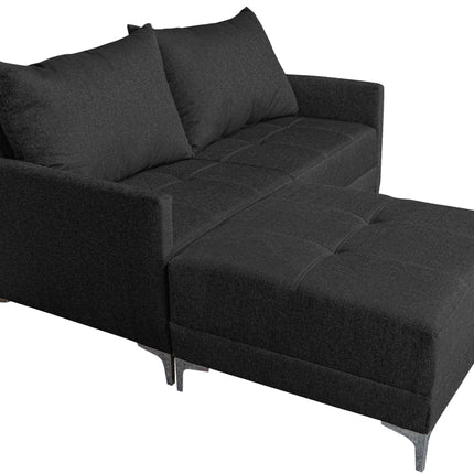 Sala Esquinera Modular El Bazar Store Montana Gris Oxford 170x155 cm, Tela Lino nacional Love seat y taburete