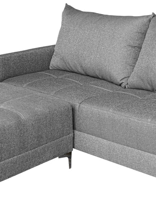 Sala Esquinera Modular El Bazar Store Montana Gris Plata 170x155 cm, Tela Lino nacional Love seat y taburete