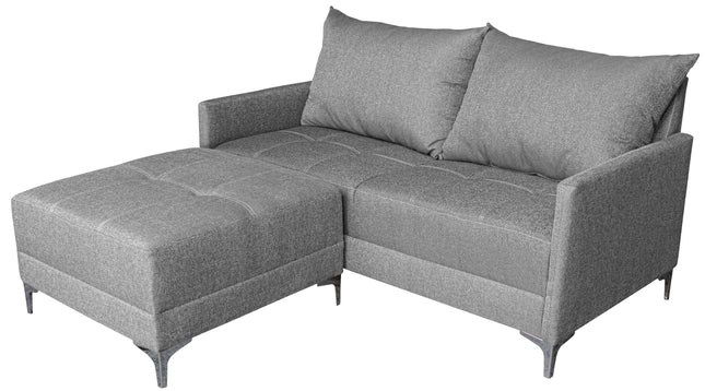 Sala Esquinera Modular El Bazar Store Montana Gris Plata 170x155 cm, Tela Lino nacional Love seat y taburete