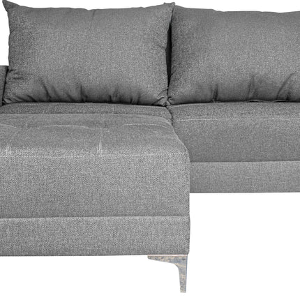 Sala Esquinera Modular El Bazar Store Montana Gris Plata 170x155 cm, Tela Lino nacional Love seat y taburete