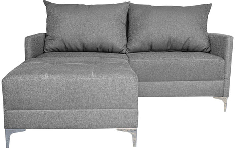Sala Esquinera Modular El Bazar Store Montana Gris Plata 170x155 cm, Tela Lino nacional Love seat y taburete