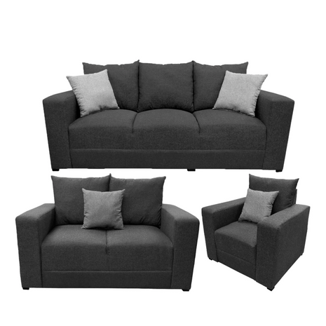Sala Modular 3-2-1 El Bazar Store Miami Gris Oxford, Sofa, Love seat y sillon