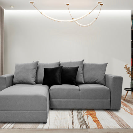 Sala Esquinera El Bazar Store Lombar Lino Gris Plata- 220x160 cm, tela lino nacional