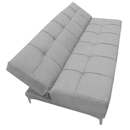 Sofá Cama Reclinable New York Lino Gris Plata Futon 3 Posiciones, El Bazar Store
