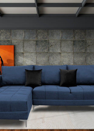 Sala Esquinera El Bazar Store Interlaken Azul Marino 280X180 cm, Tela Lino nacional, Modular