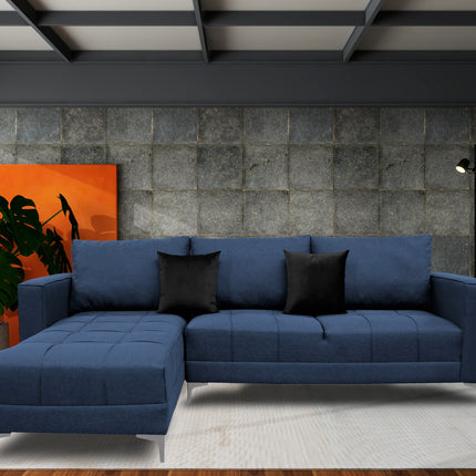 Sala Esquinera El Bazar Store Interlaken Azul Marino 280X180 cm, Tela Lino nacional, Modular