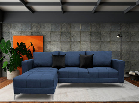 Sala Esquinera El Bazar Store Interlaken Azul Marino 280X180 cm, Tela Lino nacional, Modular