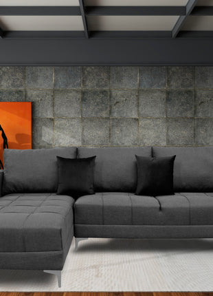 Sala Esquinera El Bazar Store Interlaken Gris Oxford 280X180 cm, Tela Lino nacional, Modular