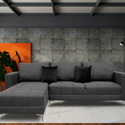 Sala Esquinera El Bazar Store Interlaken Gris Oxford 280X180 cm, Tela Lino nacional, Modular