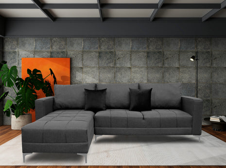 Sala Esquinera El Bazar Store Interlaken Gris Oxford 280X180 cm, Tela Lino nacional, Modular