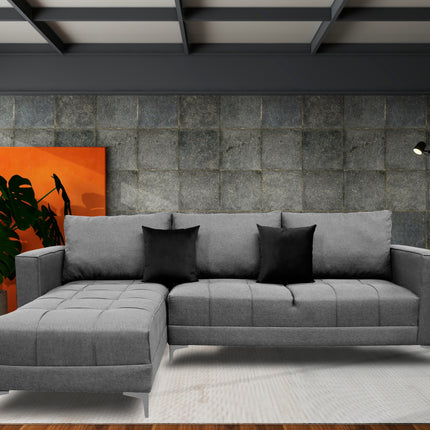 Sala Esquinera El Bazar Store Interlaken Gris Plata 280X180 cm, Tela Lino nacional, Modular