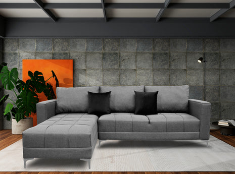 Sala Esquinera El Bazar Store Interlaken Gris Plata 280X180 cm, Tela Lino nacional, Modular