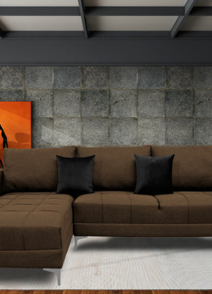 Sala Esquinera El Bazar Store Interlaken Chocolate 280X180 cm, Tela Lino nacional, Modular