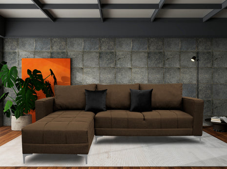 Sala Esquinera El Bazar Store Interlaken Chocolate 280X180 cm, Tela Lino nacional, Modular