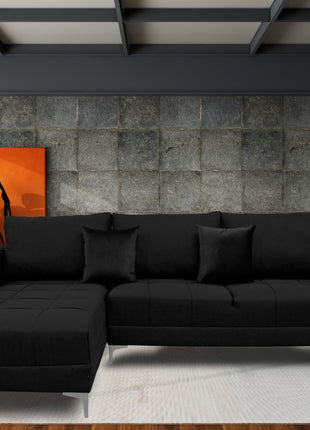 Sala Esquinera El Bazar Store Interlaken Negro 280X180 cm, Tela Lino nacional, Modular