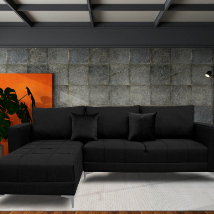 Sala Esquinera El Bazar Store Interlaken Negro 280X180 cm, Tela Lino nacional, Modular