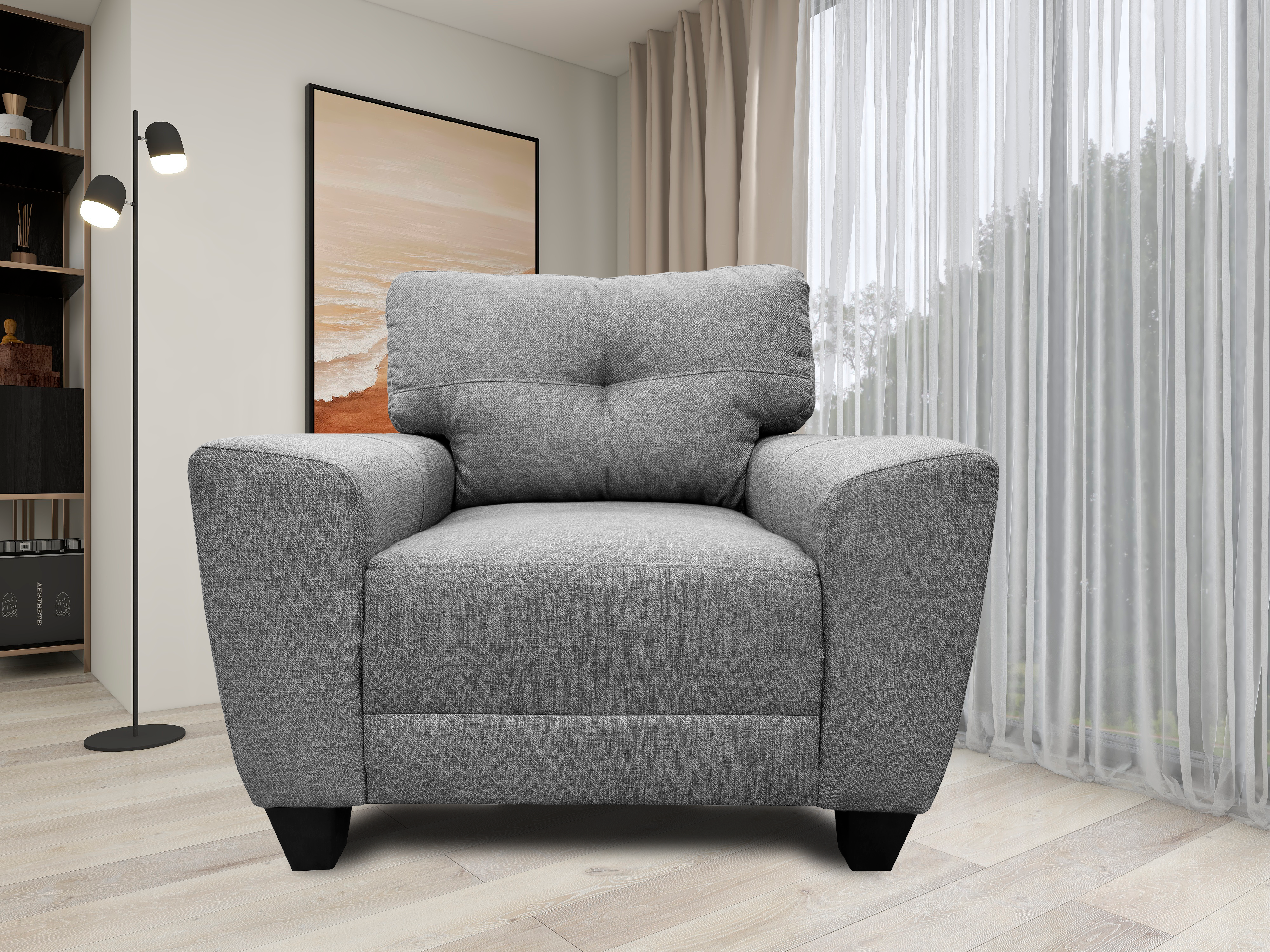 Sala Modular 3-2-1 El Bazar Store Sidney Gris Plata, Sofa, Love seat y sillon