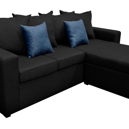 Sala Esquinera El Bazar Store Ares Negro 215x165 cm Lado derecho e Izquierdo Lino nacional Modular