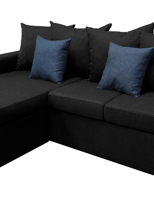 Sala Esquinera El Bazar Store Ares Negro 215x165 cm Lado derecho e Izquierdo Lino nacional Modular