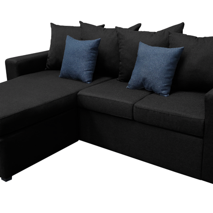 Sala Esquinera El Bazar Store Ares Negro 215x165 cm Lado derecho e Izquierdo Lino nacional Modular