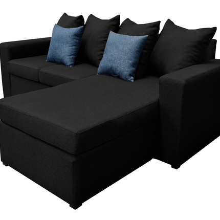 Sala Esquinera El Bazar Store Ares Negro 215x165 cm Lado derecho e Izquierdo Lino nacional Modular