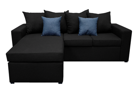 Sala Esquinera El Bazar Store Ares Negro 215x165 cm Lado derecho e Izquierdo Lino nacional Modular