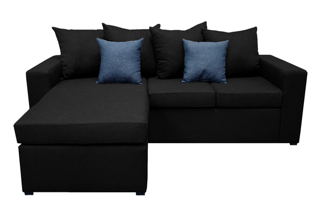 Sala Esquinera El Bazar Store Ares Negro 215x165 cm Lado derecho e Izquierdo Lino nacional Modular