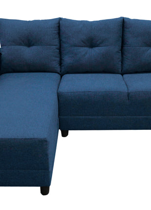 Sala Esquinera en U El Bazar Store Hera Azul marino 160x275x215 cm, 4 Salas en 1, Tela Lino nacional, Modular, Chaise, love seat, sofa