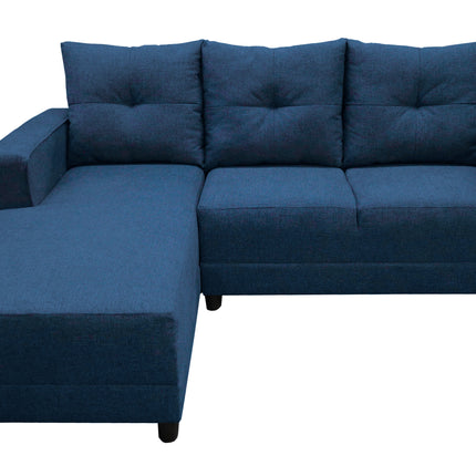 Sala Esquinera en U El Bazar Store Hera Azul marino 160x275x215 cm, 4 Salas en 1, Tela Lino nacional, Modular, Chaise, love seat, sofa
