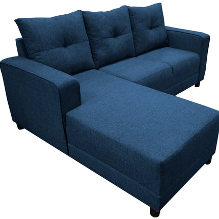 Sala Esquinera El Bazar Store Demeter Azul marino 210x160 cm, Tela Lino nacional, Modular, Chaise, love seat