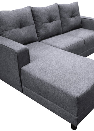 Sala Esquinera El Bazar Store Demeter Gris plata 210x160 cm, Tela Lino nacional, Modular, Love seat, chaise