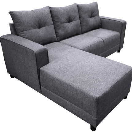 Sala Esquinera El Bazar Store Demeter Gris plata 210x160 cm, Tela Lino nacional, Modular, Love seat, chaise