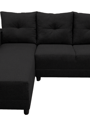 Sala Esquinera en U El Bazar Store Hera Negro 160x275x215 cm, 4 Salas en 1, Tela Lino nacional, Modular, Chaise, love seat, sofa