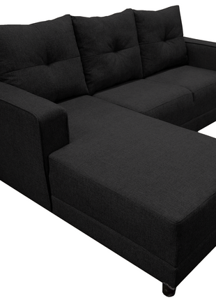 Sala Esquinera El Bazar Store Demeter Negro 210x160 cm, Tela Lino nacional, Modular, Chaise, love seat