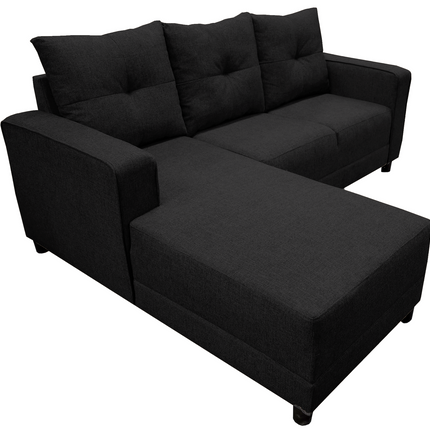 Sala Esquinera El Bazar Store Demeter Negro 210x160 cm, Tela Lino nacional, Modular, Chaise, love seat