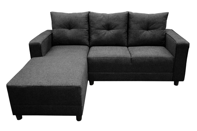 Sala Esquinera El Bazar Store Demeter Gris Oxford 210x160 cm, Tela Lino nacional, Modular