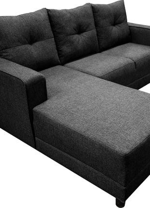 Sala Esquinera El Bazar Store Demeter Gris Oxford 210x160 cm, Tela Lino nacional, Modular