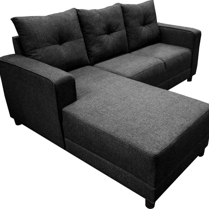 Sala Esquinera El Bazar Store Demeter Gris Oxford 210x160 cm, Tela Lino nacional, Modular