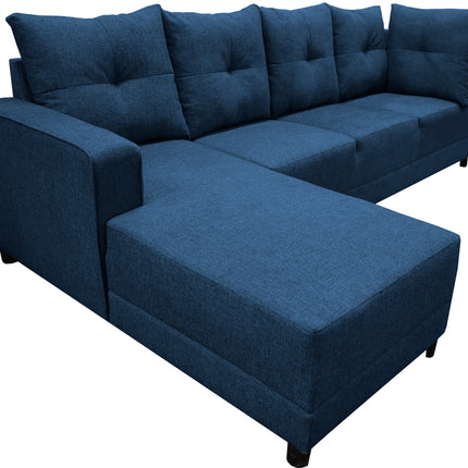 Sala Esquinera El Bazar Store Freya Azul marino 275x160 cm, Tela Lino nacional, Modular