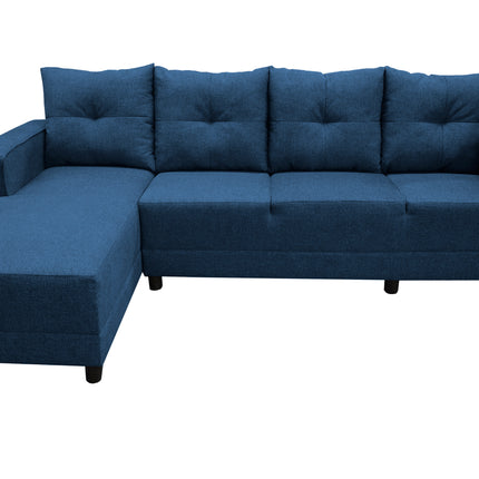 Sala Esquinera en U El Bazar Store Hera Azul marino 160x275x215 cm, 4 Salas en 1, Tela Lino nacional, Modular, Chaise, love seat, sofa