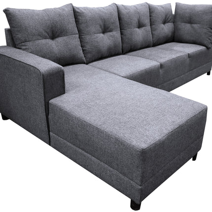 Sala Esquinera El Bazar Store Freya Gris plata 275x160 cm, Tela Lino nacional, Modular