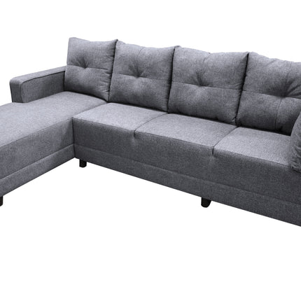 Sala Esquinera El Bazar Store Freya Gris plata 275x160 cm, Tela Lino nacional, Modular