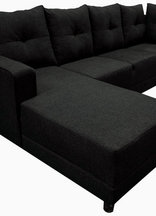 Sala Esquinera El Bazar Store Freya Negro 275x160 cm, Tela Lino nacional, Modular