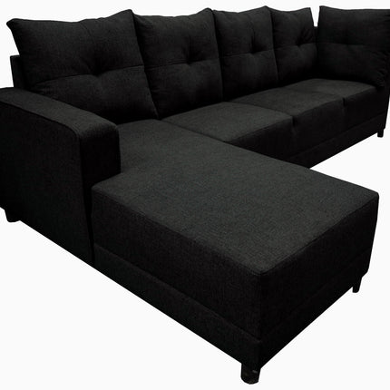 Sala Esquinera El Bazar Store Freya Negro 275x160 cm, Tela Lino nacional, Modular