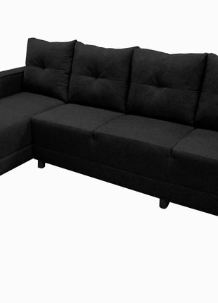 Sala Esquinera El Bazar Store Freya Negro 275x160 cm, Tela Lino nacional, Modular