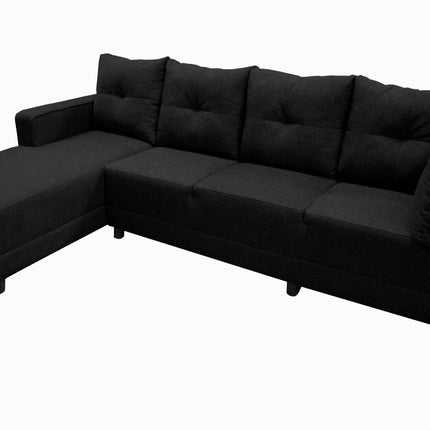 Sala Esquinera El Bazar Store Freya Negro 275x160 cm, Tela Lino nacional, Modular