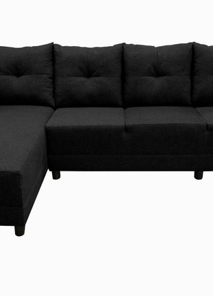 Sala Esquinera El Bazar Store Freya Negro 275x160 cm, Tela Lino nacional, Modular
