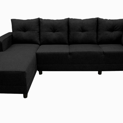 Sala Esquinera El Bazar Store Freya Negro 275x160 cm, Tela Lino nacional, Modular